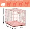 24-Inch Pink Fashion iCrate for Small Breeds, 12-20 lbs, Single Door Folding Dog Crate with Divider Panel