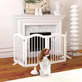 27.6" Height Tall Freestanding Pet Gate, 4 Panels Foldable Dog Gate