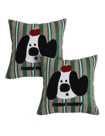 Christmas Dog Pillow Cover  Holiday Striped Pillowcase