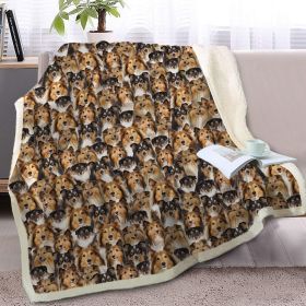 Fuzzy Dog Blanket for Kids Adults Puppy Lovey Fleece Blanket Reversible Animal Pattern Sherpa Throw (Shetland Sheepdog)