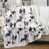 Boston Terrier Blanket for Dogs, Plush Fleece Throw - Super Soft Cozy Frenchie Dog Blankets for Girls Kids Pet Lovers, Cute Puppy Gift with Red Heart