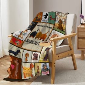 Dachshund Dog Animal Flannel Blanket Kids Cute Puppy Theme Fuzzy Warm and Cozy Throws for Boys Girls Pet Fleece Blankets