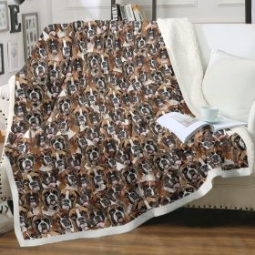 Boxer Blankets Super Soft Fuzzy Dogs Blanket for Kids Adults Cute Puppy Fleece Blanket Reversible Animal Brown Sherpa Throw Thick Lightweight Cozy Plu