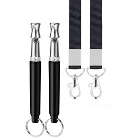 2 Pack Adjustable Ultrasonic Dog Whistle to Stop Barking; Recall Training; with Black Lanyard