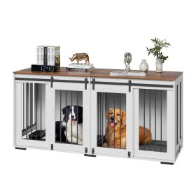 72" Double Dog Crate TV Stand with Double Sliding Doors