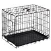 Dog Crate, 30 Inch Medium Folding Metal Wire Pet Single Door Dog Cage with Divider Panel and Plastic Leak Proof Pan Tray, Outdoor