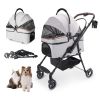 4-Wheel Foldable Pet Stroller for Dogs & Cats 360° Rotating Wheels, Separable Carrier & Travel Bag for Small Animals