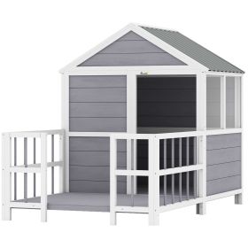 Outdoor Wooden Dog House with Porch