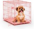 24-Inch Pink Fashion iCrate for Small Breeds, 12-20 lbs, Single Door Folding Dog Crate with Divider Panel