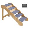Wood Pet Stairs, 5-Step Dog Stairs for High Beds, Sofa & Cars, 150lbs Load Capacity, Non-Slip Surface