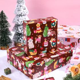 Christmas Dog Wrapping Paper Roll – 17 inch x 33 feet, Cute Holiday Puppy Print with Gifts, Trees & Sleds for Kids, Pet Lovers, Gift Wrap for Xmas