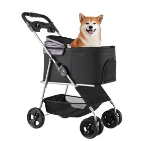 35 lbs Weight Capacity, Foldable Dog Stroller, 4 Wheels