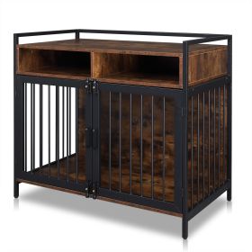 38.6 "Furniture Dog Cage, Metal Heavy Duty Super Sturdy Dog Cage, Dog Crate for Small/Medium Dogs, Double Door and Double Lock