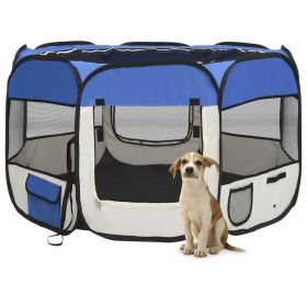 Dog Playpen Blue and Cream