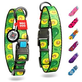 QR Code Adjustable Nylon Dog Collar with Durable Plastic Buckle 9-16 inch Neck x 4/5 inch Wide Avocado