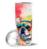 French Bulldog Hippie Dawg Stainless Steel Skinny Tumbler Vacuum Double Walled Reusable Insulated Tumbler Travel Cup for Coffee Cocktails Gift with Li