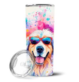 Great Pyrenees Hippie Dawg Stainless Steel Skinny Tumbler Vacuum Double Walled Reusable Insulated Tumbler Travel Cup for Coffee Cocktails Gift with Li