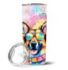 German Shepherd Hippie Dawg Stainless Steel Skinny Tumbler Vacuum Double Walled Reusable Insulated Tumbler Travel Cup for Coffee Cocktails Gift with L