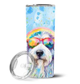 Old English Sheepdog Hippie Dawg Stainless Steel Skinny Tumbler Vacuum Double Walled Reusable Insulated Tumbler Travel Cup for Coffee Cocktails Gift w