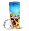 Yorkshire Terrier Hippie Dawg Stainless Steel Skinny Tumbler Vacuum Double Walled Reusable Insulated Tumbler Travel Cup for Coffee Cocktails Gift with