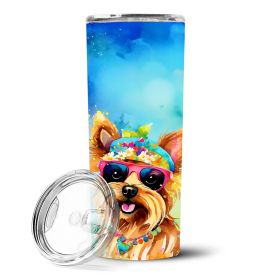 Yorkshire Terrier Hippie Dawg Stainless Steel Skinny Tumbler Vacuum Double Walled Reusable Insulated Tumbler Travel Cup for Coffee Cocktails Gift with