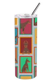 Lots of Red Doberman Pinscher Stainless Steel Skinny Tumbler Vacuum Double Walled Reusable Insulated Tumbler Travel Cup for Coffee Cocktails Gift with