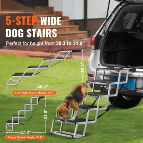 Wide 5-step Folding Dog Car Ramp with Nonslip Surface