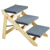 Wooden Pet Steps, Convertible 2-in-1 Dog Staircase & Ramp for Access to Beds, Sofas, and Vehicles, Three-Step Design Supports Pets up to 150 lbs