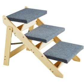 Wooden Pet Steps, Convertible 2-in-1 Dog Staircase & Ramp for Access to Beds, Sofas, and Vehicles, Three-Step Design Supports Pets up to 150 lbs