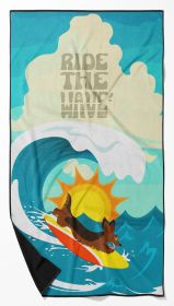 Surfer Dog Longhair Sable Dachshund Premium Beach Towel Oversized Towel Beach Blanket, Pool, Beach Essentials, Yoga, Premium Bath Towel