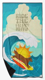 Surfer Dog Mahogany Golden Retriever Premium Beach Towel Oversized Towel Beach Blanket, Pool, Beach Essentials, Yoga, Premium Bath Towel