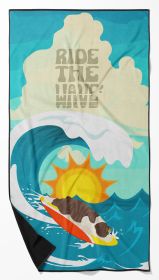 Surfer Dog Brindle English Bulldog Premium Beach Towel Oversized Towel Beach Blanket, Pool, Beach Essentials, Yoga, Premium Bath Towel