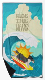Surfer Dog Black English Springer Spaniel Premium Beach Towel Oversized Towel Beach Blanket, Pool, Beach Essentials, Yoga, Premium Bath Towel