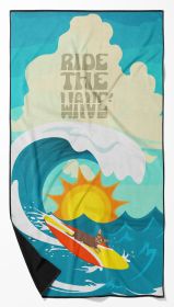 Surfer Dog Chocolate Tan Chihuahua Premium Beach Towel Oversized Towel Beach Blanket, Pool, Beach Essentials, Yoga, Premium Bath Towel