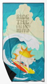 Surfer Dog Great Pyrenees Premium Beach Towel Oversized Towel Beach Blanket, Pool, Beach Essentials, Yoga, Premium Bath Towel, Quick Dry Plush