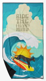 Surfer Dog Black Great Dane Premium Beach Towel Oversized Towel Beach Blanket, Pool, Beach Essentials, Yoga, Premium Bath Towel, Quick Dry Plush