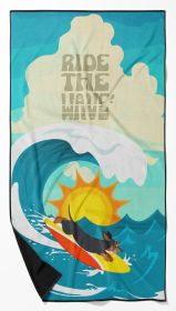 Surfer Dog Black and Tan Dachshund Premium Beach Towel Oversized Towel Beach Blanket, Pool, Beach Essentials, Yoga, Premium Bath Towel