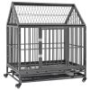 Dog Cage Black and silver Steel 36.2 x 24.4 x 41.7 in