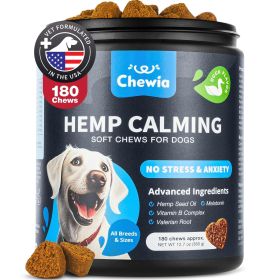 Hemp Calming Chews for Dogs Anxiety with Melatonin Valerian Root Chamomile Extract & Vitamin B