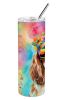Cavalier Spaniel Hippie Dawg Stainless Steel Skinny Tumbler Vacuum Double Walled Reusable Insulated Tumbler Travel Cup for Coffee Cocktails Gift with