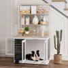 39" Dog Crate Furniture for Large Dogs w/ Storage Shelf, Three Doors, Blackboard & Non-slip Foot Pads, White