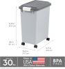 Dog Food Storage Container with Wheels, Airtight Lid, 2-Cup Scoop, Up to 30 Pounds Pet Food Storage, Built in Scoop Storage in Lid