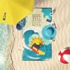 Surfer Dog Black Pug Premium Beach Towel Oversized Towel Beach Blanket, Pool, Beach Essentials, Yoga, Premium Bath Towel, Quick Dry Plush