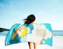 Surfer Dog White Boxer Premium Beach Towel Oversized Towel Beach Blanket, Pool, Beach Essentials, Yoga, Premium Bath Towel, Quick Dry Plush