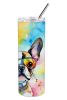 Boston Terrier Hippie Dawg Stainless Steel Skinny Tumbler Vacuum Double Walled Reusable Insulated Tumbler Travel Cup for Coffee Cocktails Gift with Li