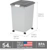 Dog Food Storage Container with Wheels, Airtight Lid, 2-Cup Scoop, Up to 54 Pounds Pet Food Storage, Built in Scoop Storage in Lid