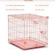 24-Inch Pink Fashion iCrate for Small Breeds, 12-20 lbs, Single Door Folding Dog Crate with Divider Panel