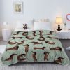 Cute Flannel Blanket with Dogs Design Cute Dachshund Fleece Blanket Soft Cozy Fluffy Warm and Fuzzy Cartoon Animal Print Flannel Blanket Boys Green Sa