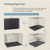 Dog Crate, 30 Inch Medium Folding Metal Wire Pet Single Door Dog Cage with Divider Panel and Plastic Leak Proof Pan Tray, Outdoor