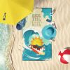 Surfer Dog Red White Siberian Husky Premium Beach Towel Oversized Towel Beach Blanket, Pool, Beach Essentials, Yoga, Premium Bath Towel